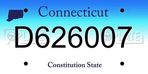 D626007 Connecticut License Plate