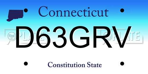 D63GRV Connecticut License Plate