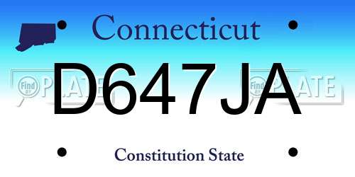 D647JA Connecticut License Plate