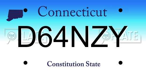D64NZY Connecticut License Plate