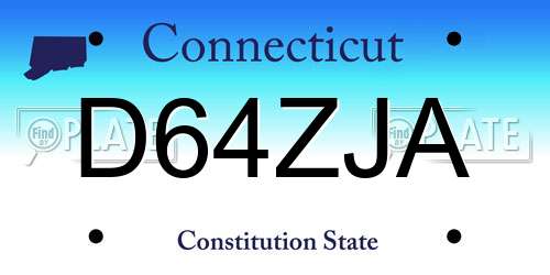D64ZJA Connecticut License Plate