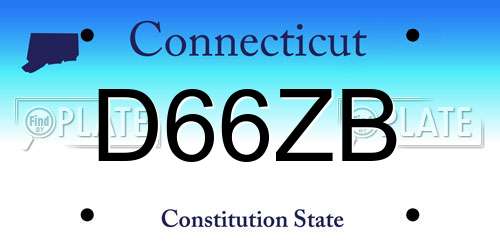 D66ZB Connecticut License Plate