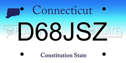 D68JSZ Connecticut License Plate