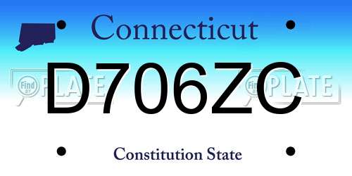 D706ZC Connecticut License Plate