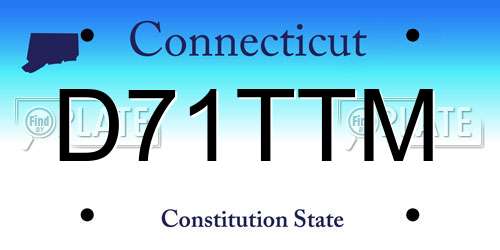 D71TTM Connecticut License Plate