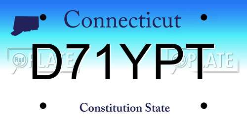 D71YPT Connecticut License Plate