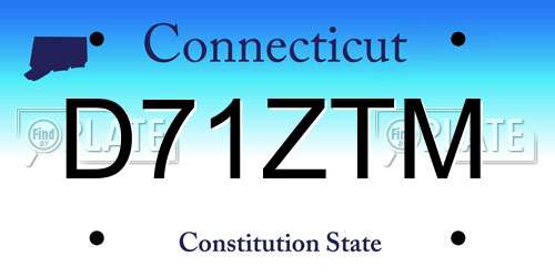 D71ZTM Connecticut License Plate