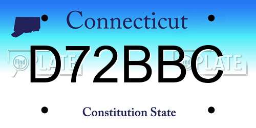 D72BBC Connecticut License Plate