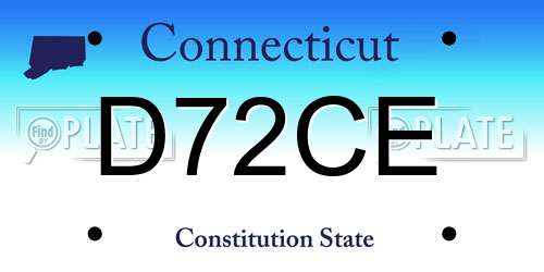 D72CE Connecticut License Plate
