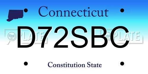D72SBC Connecticut License Plate