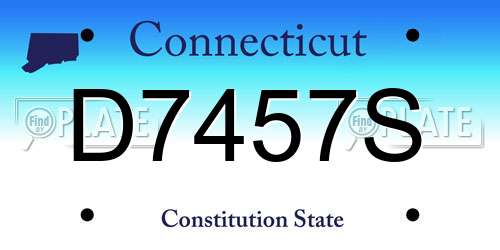 D7457S Connecticut License Plate
