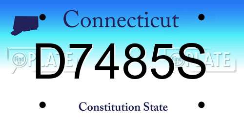 D7485S Connecticut License Plate
