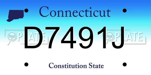 D7491J Connecticut License Plate