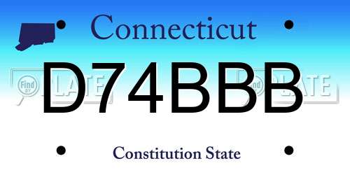 D74BBB Connecticut License Plate