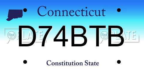 D74BTB Connecticut License Plate