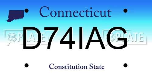 D74IAG Connecticut License Plate