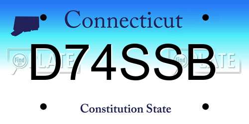 D74SSB Connecticut License Plate
