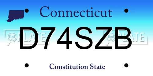 D74SZB Connecticut License Plate