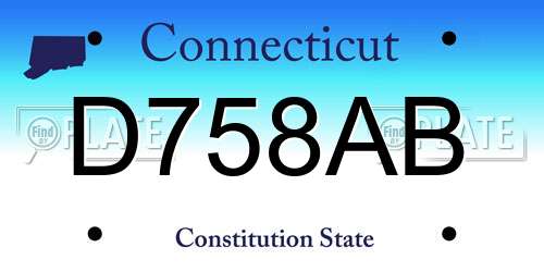 D758AB Connecticut License Plate