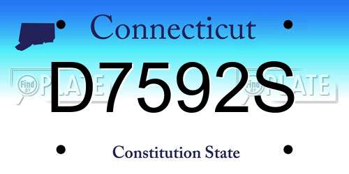 D7592S Connecticut License Plate