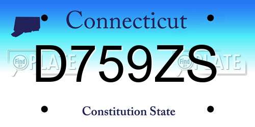 D759ZS Connecticut License Plate