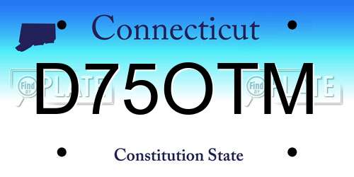 D75OTM Connecticut License Plate