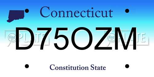 D75OZM Connecticut License Plate