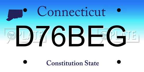 D76BEG Connecticut License Plate