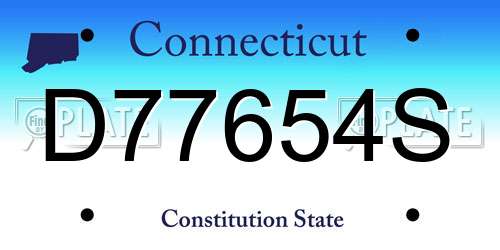 D77654S Connecticut License Plate