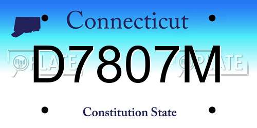 D7807M Connecticut License Plate