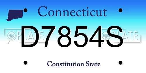 D7854S Connecticut License Plate