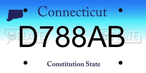 D788AB Connecticut License Plate