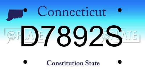 D7892S Connecticut License Plate