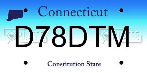 D78DTM Connecticut License Plate