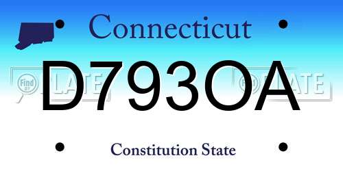 D793OA Connecticut License Plate