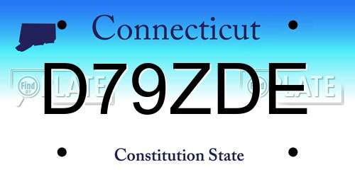 D79ZDE Connecticut License Plate