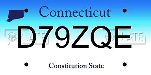 D79ZQE Connecticut License Plate