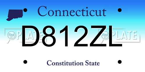 D812ZL Connecticut License Plate