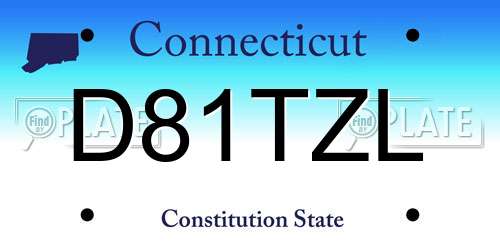D81TZL Connecticut License Plate