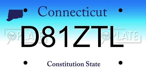 D81ZTL Connecticut License Plate