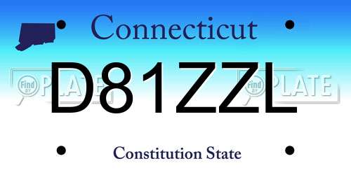 D81ZZL Connecticut License Plate