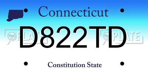 D822TD Connecticut License Plate