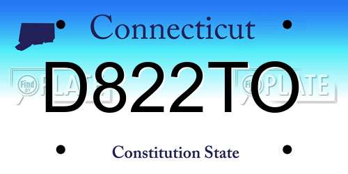 D822TO Connecticut License Plate