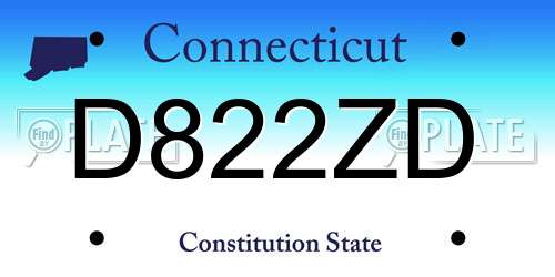 D822ZD Connecticut License Plate