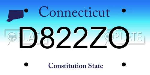 D822ZO Connecticut License Plate