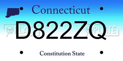 D822ZQ Connecticut License Plate