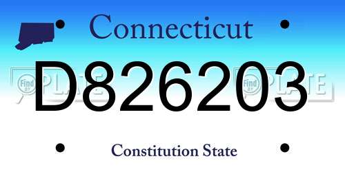 D826203 Connecticut License Plate