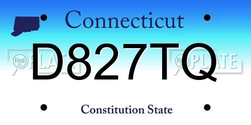 D827TQ Connecticut License Plate