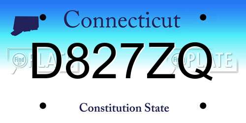 D827ZQ Connecticut License Plate