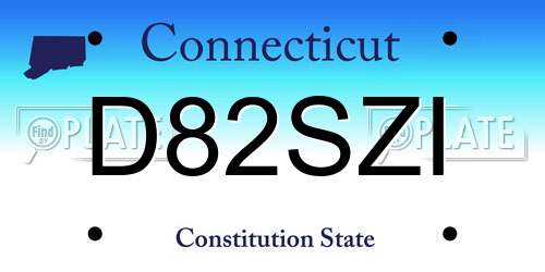 D82SZI Connecticut License Plate